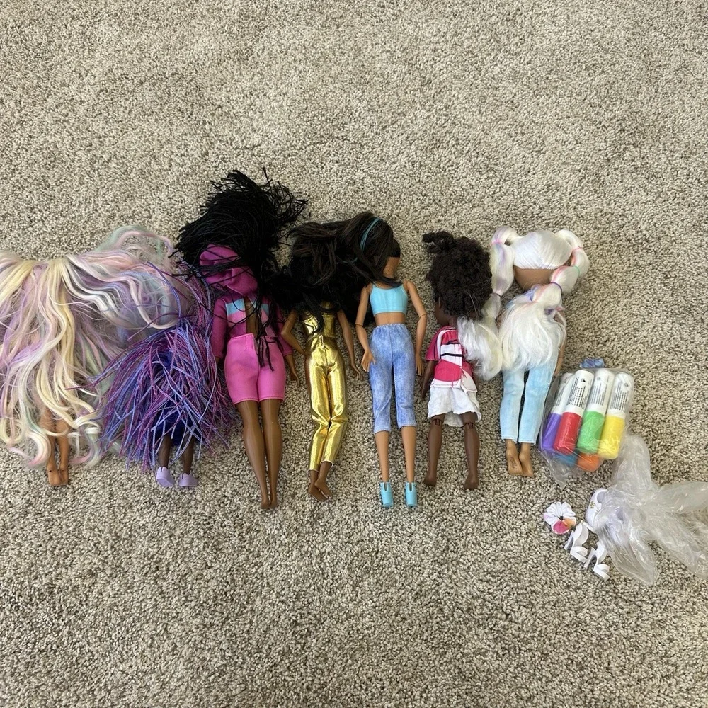 Bundle Of 7 Dolls Barbie, Rainbow High, Dark Skin Colored African Multicultural